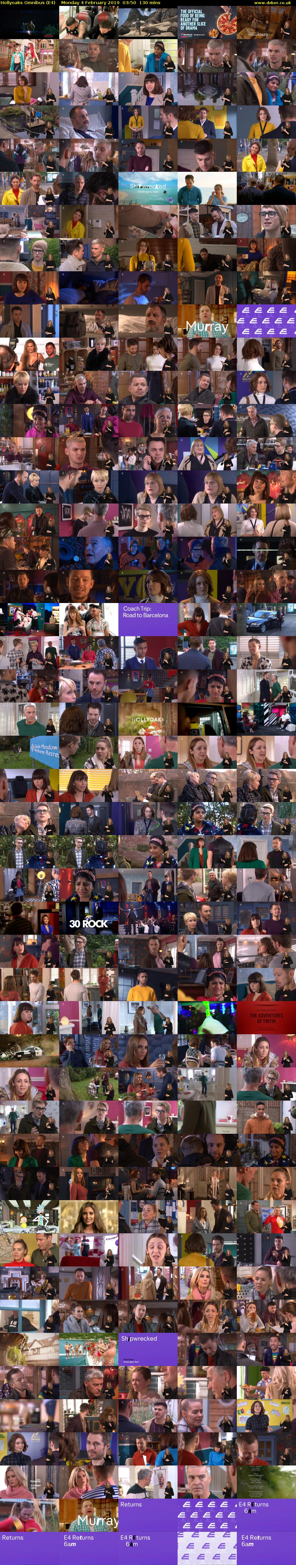 Hollyoaks Omnibus (E4) Monday 4 February 2019 03:50 - 06:00