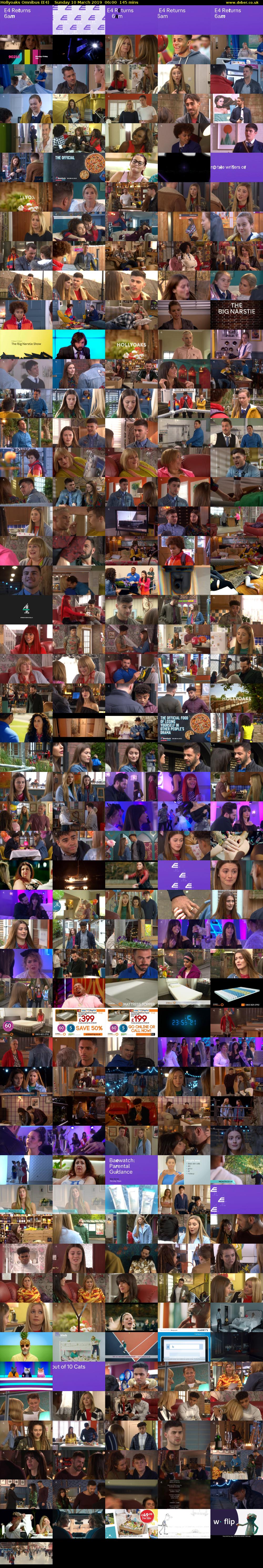 Hollyoaks Omnibus (E4) Sunday 10 March 2019 06:00 - 08:25