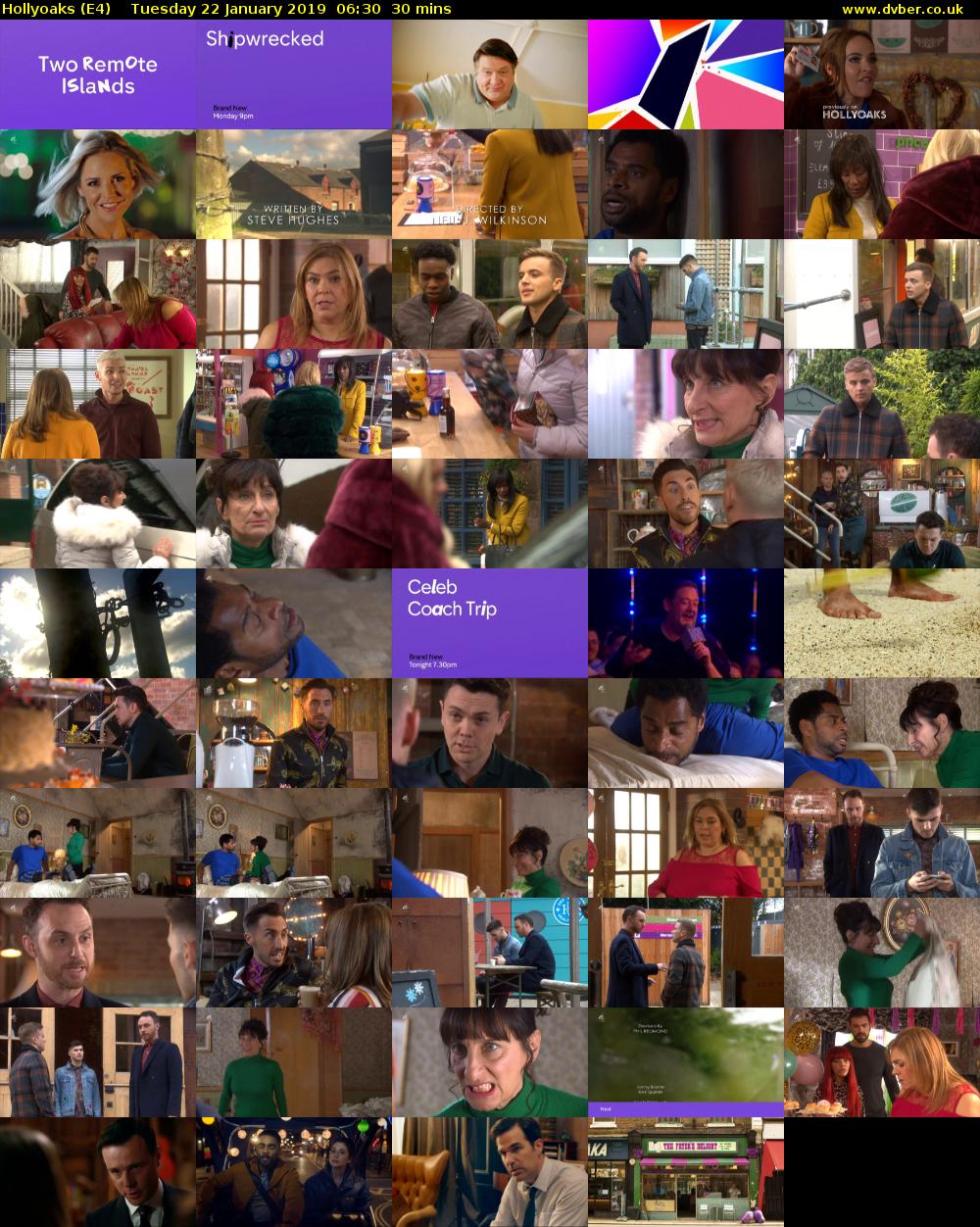 Hollyoaks (E4) Tuesday 22 January 2019 06:30 - 07:00