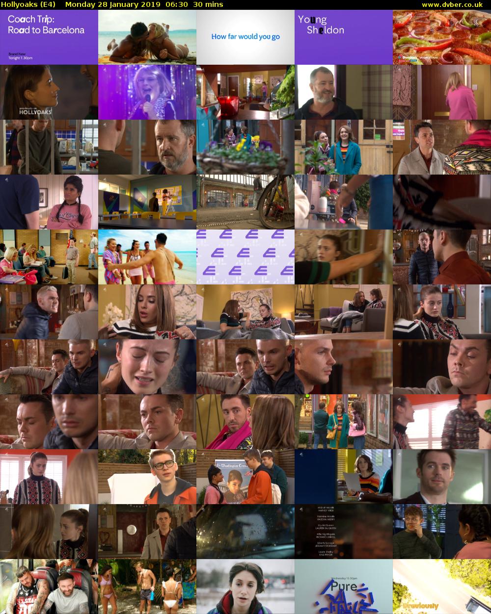 Hollyoaks (E4) Monday 28 January 2019 06:30 - 07:00