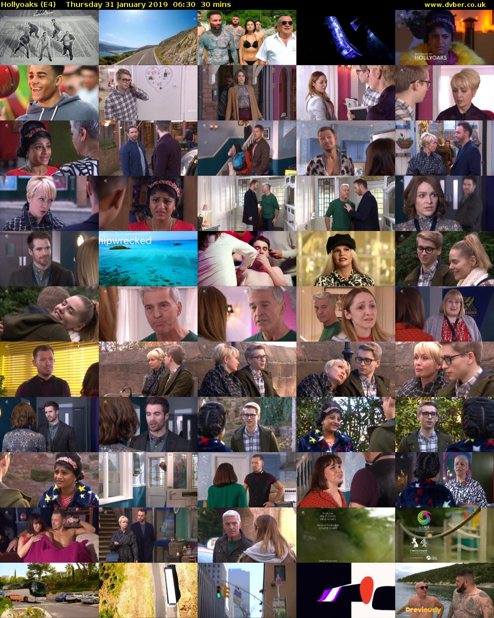 Hollyoaks (E4) Thursday 31 January 2019 06:30 - 07:00