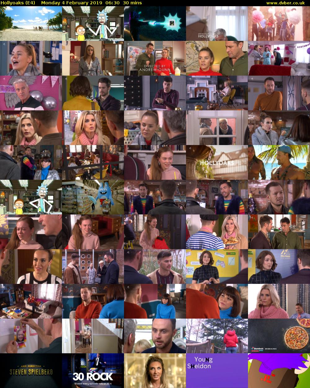 Hollyoaks (E4) Monday 4 February 2019 06:30 - 07:00