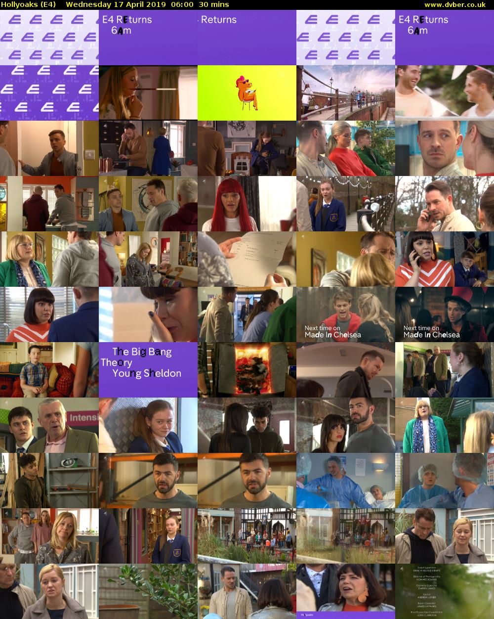 Hollyoaks (E4) Wednesday 17 April 2019 06:00 - 06:30