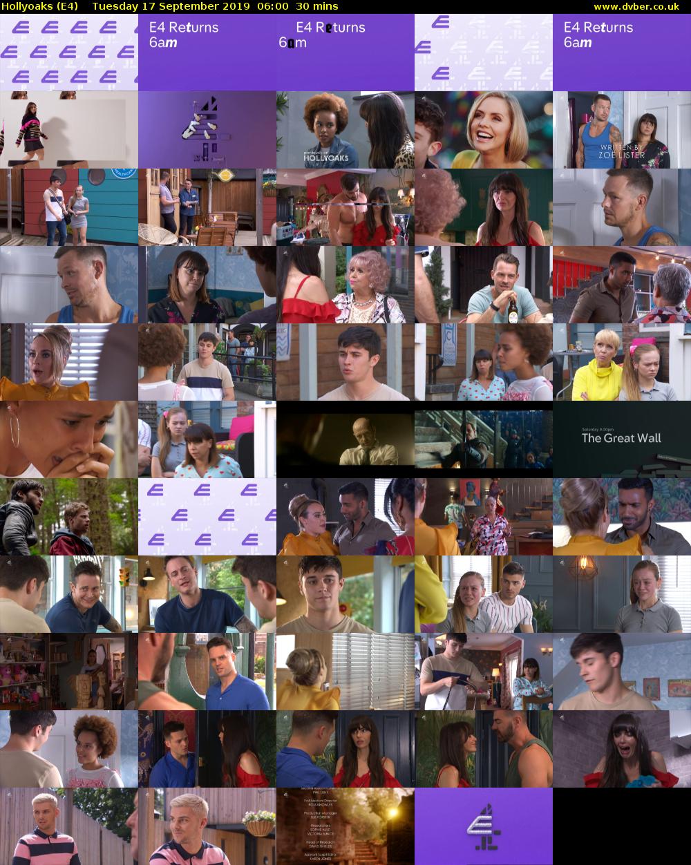 Hollyoaks (E4) Tuesday 17 September 2019 06:00 - 06:30