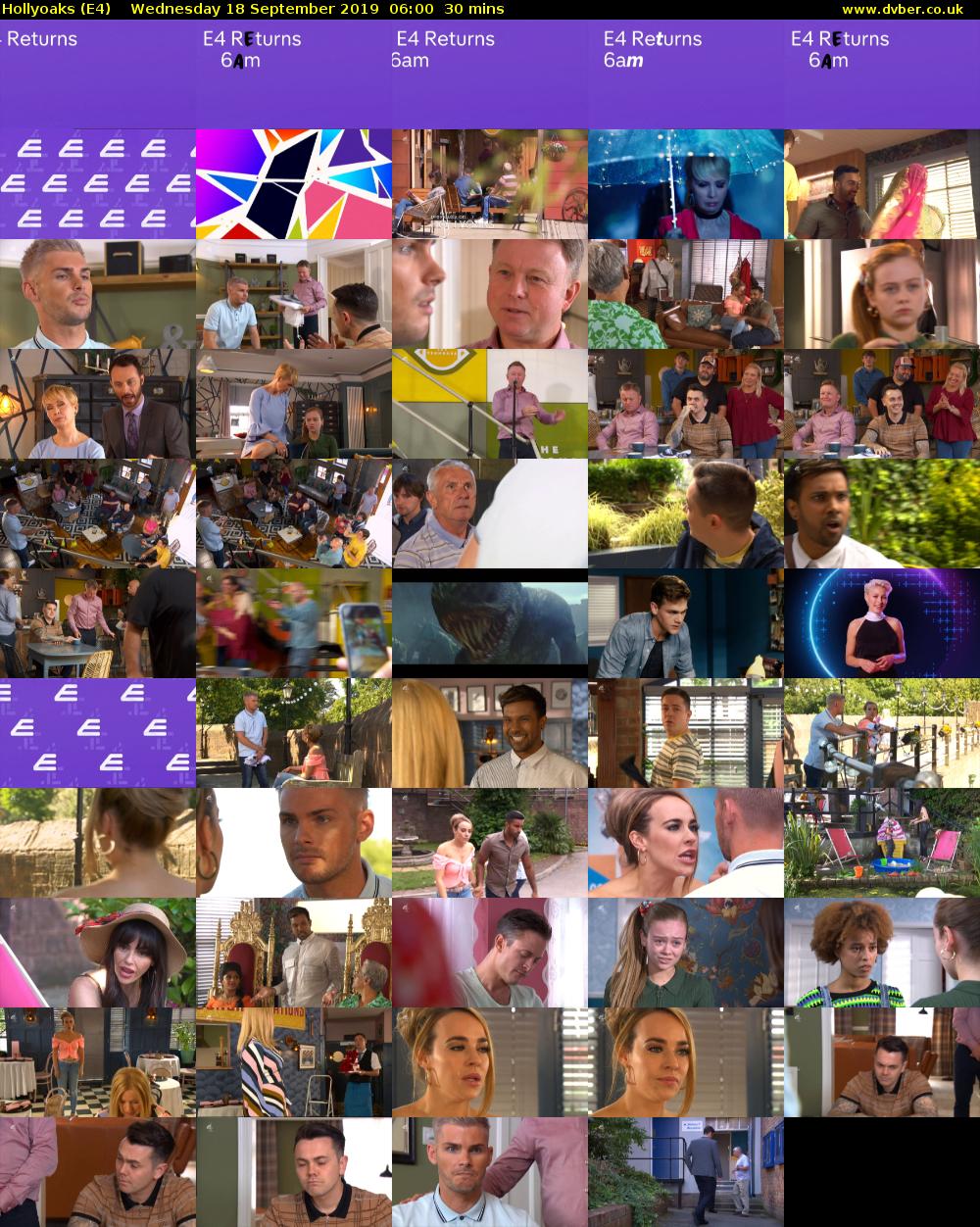 Hollyoaks (E4) Wednesday 18 September 2019 06:00 - 06:30