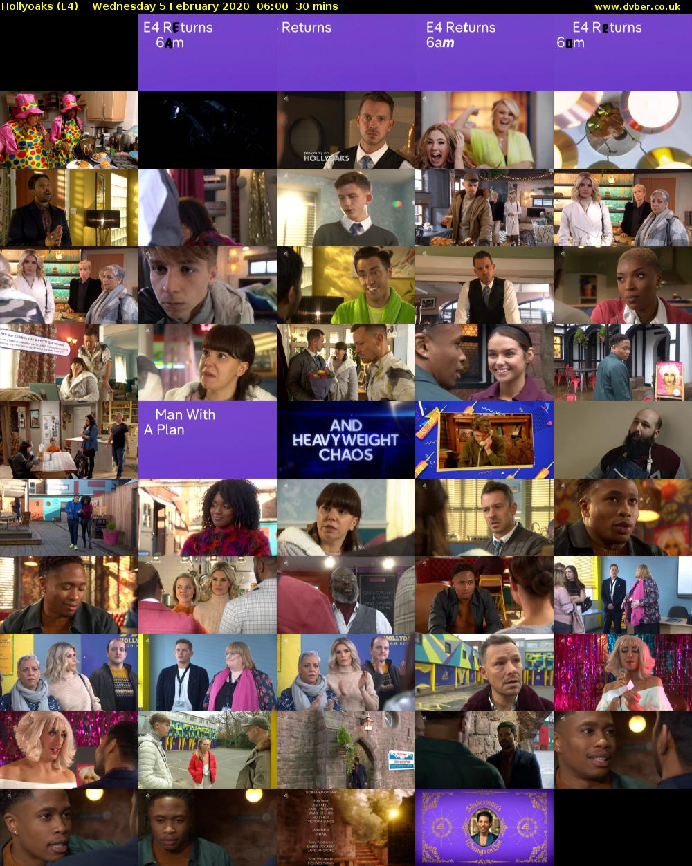 Hollyoaks (E4) Wednesday 5 February 2020 06:00 - 06:30