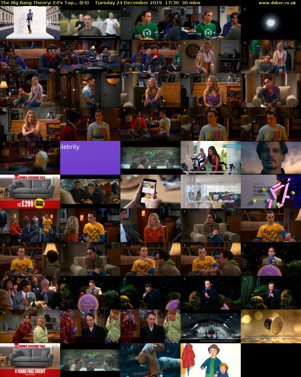 The Big Bang Theory: E4's Top... (E4) Tuesday 24 December 2019 17:30 - 18:00