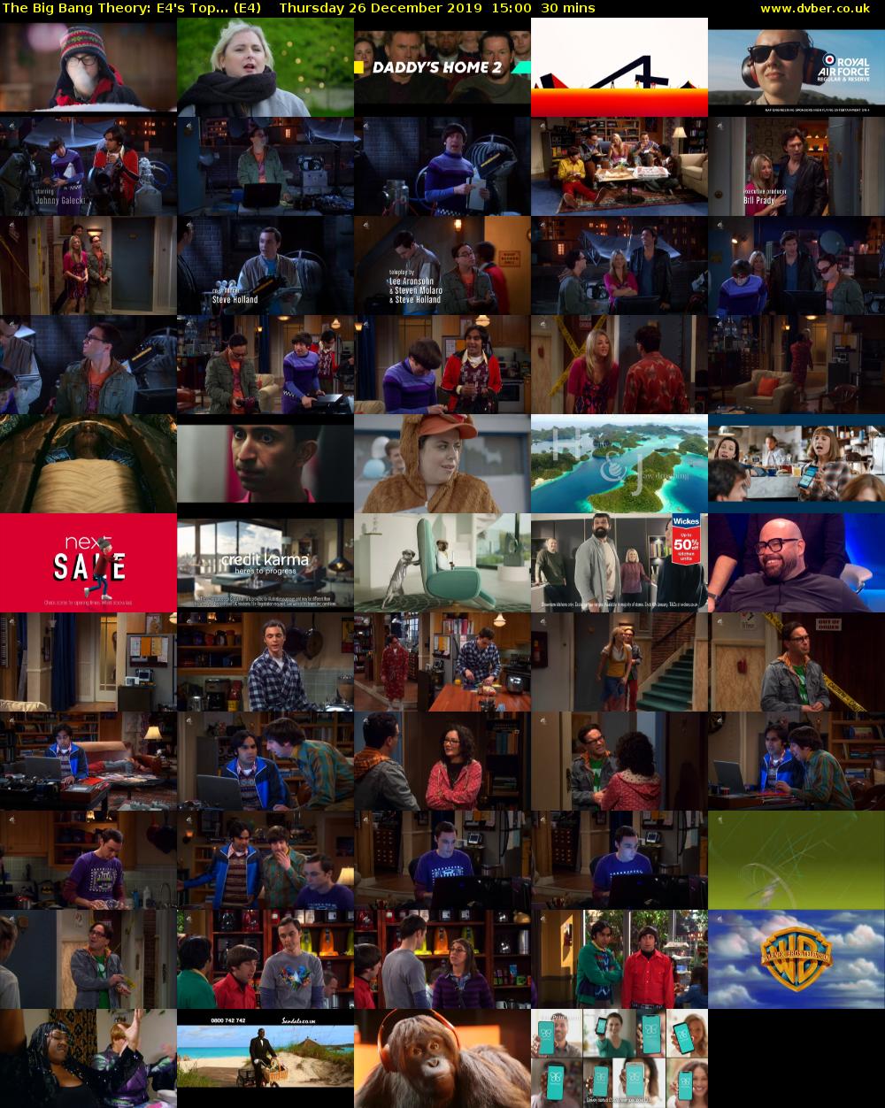 The Big Bang Theory: E4's Top... (E4) Thursday 26 December 2019 15:00 - 15:30