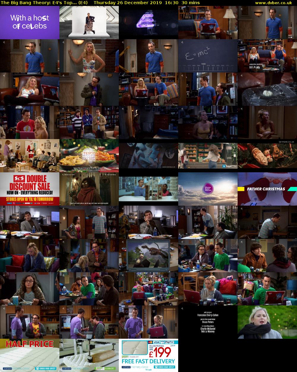 The Big Bang Theory: E4's Top... (E4) Thursday 26 December 2019 16:30 - 17:00
