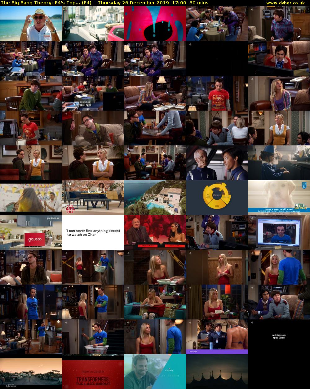 The Big Bang Theory: E4's Top... (E4) Thursday 26 December 2019 17:00 - 17:30