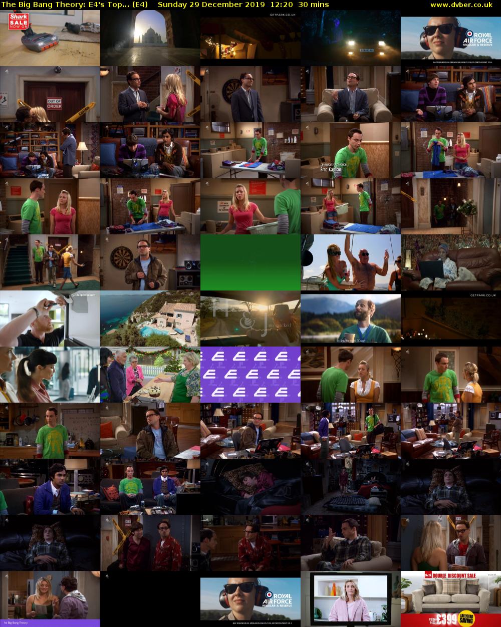 The Big Bang Theory: E4's Top... (E4) Sunday 29 December 2019 12:20 - 12:50