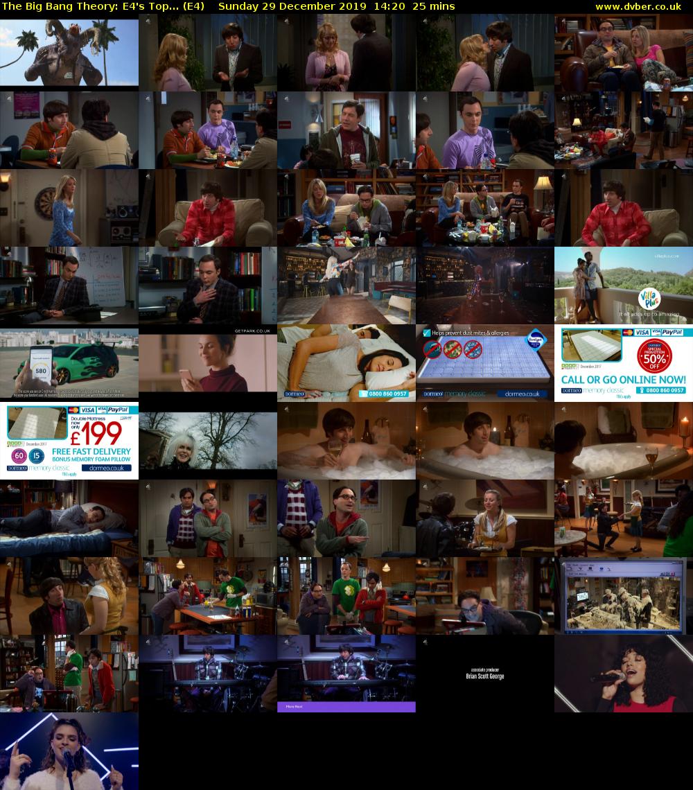 The Big Bang Theory: E4's Top... (E4) Sunday 29 December 2019 14:20 - 14:45