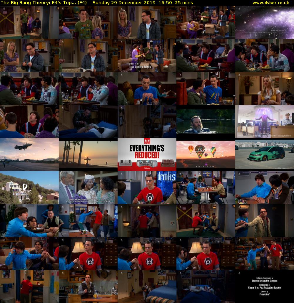 The Big Bang Theory: E4's Top... (E4) Sunday 29 December 2019 16:50 - 17:15