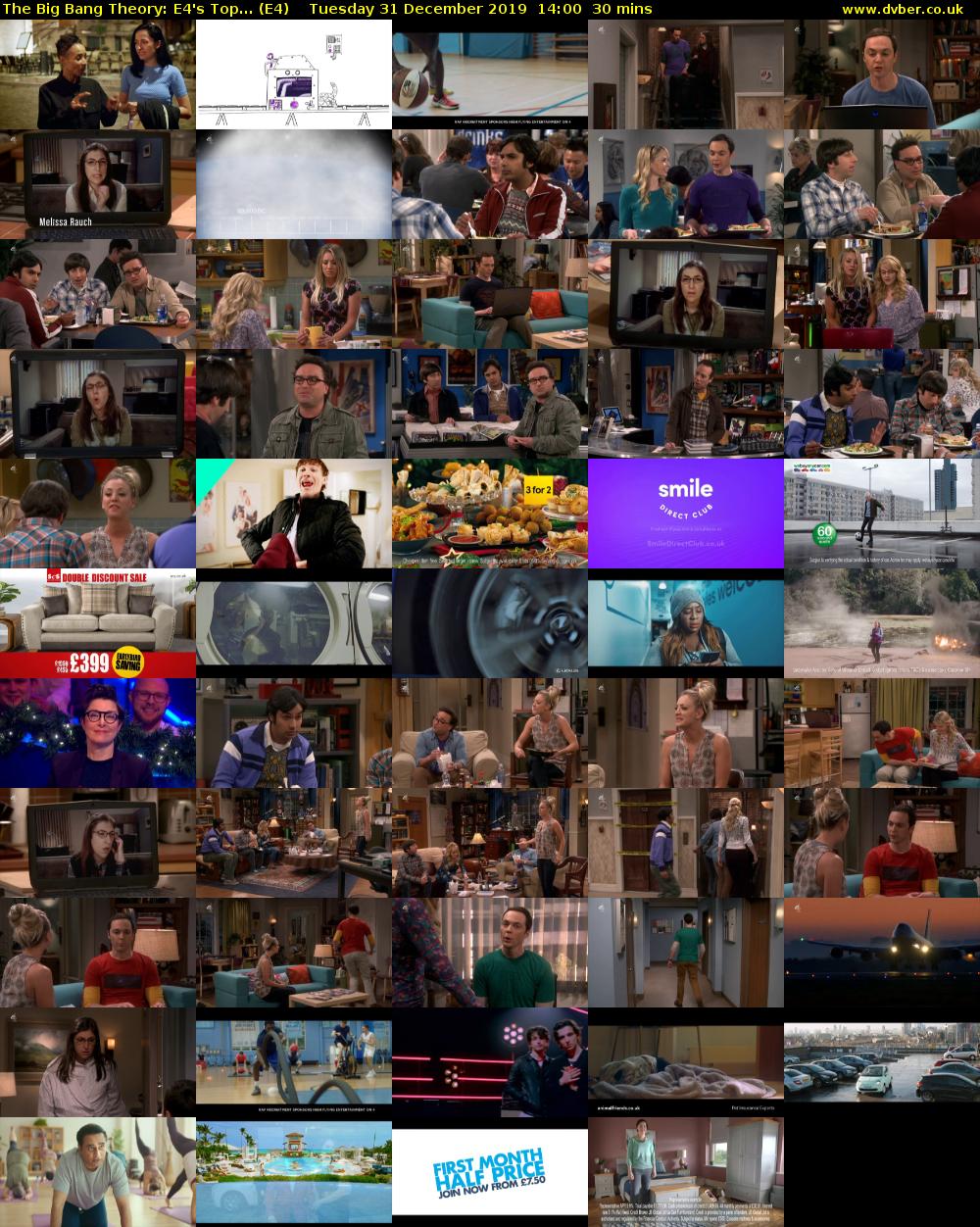 The Big Bang Theory: E4's Top... (E4) Tuesday 31 December 2019 14:00 - 14:30