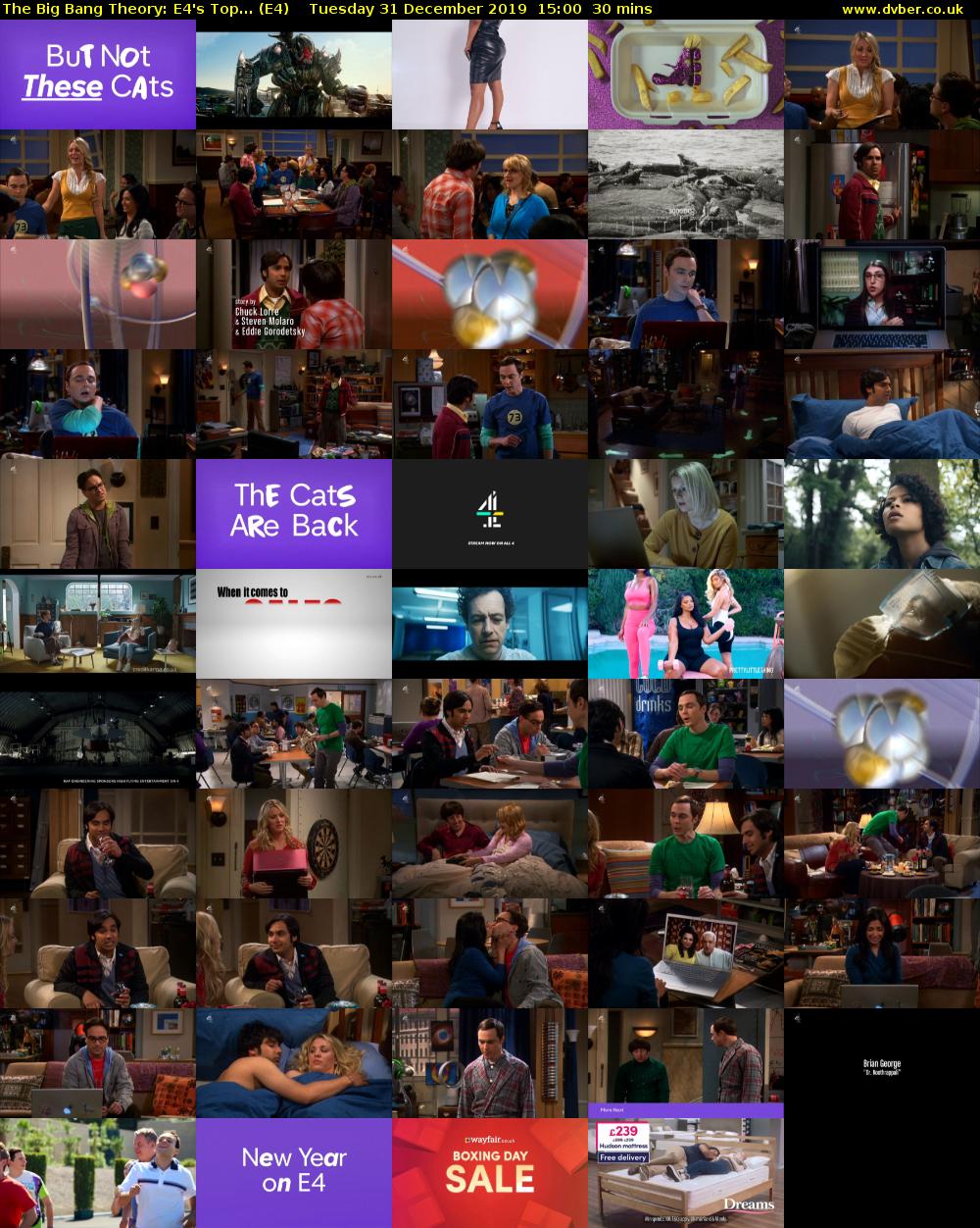The Big Bang Theory: E4's Top... (E4) Tuesday 31 December 2019 15:00 - 15:30