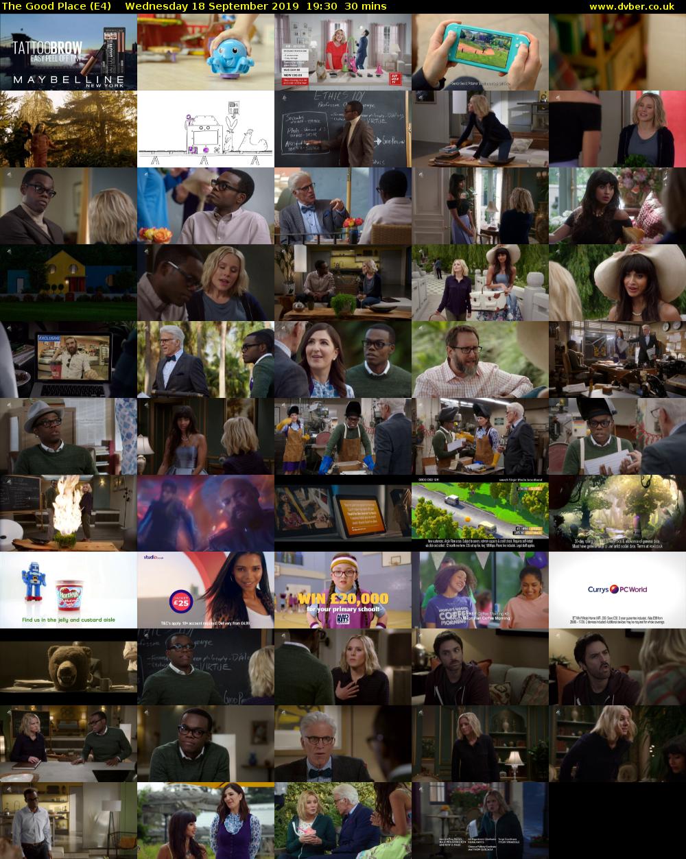 The Good Place (E4) Wednesday 18 September 2019 19:30 - 20:00