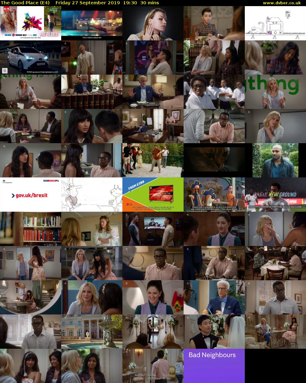 The Good Place (E4) Friday 27 September 2019 19:30 - 20:00