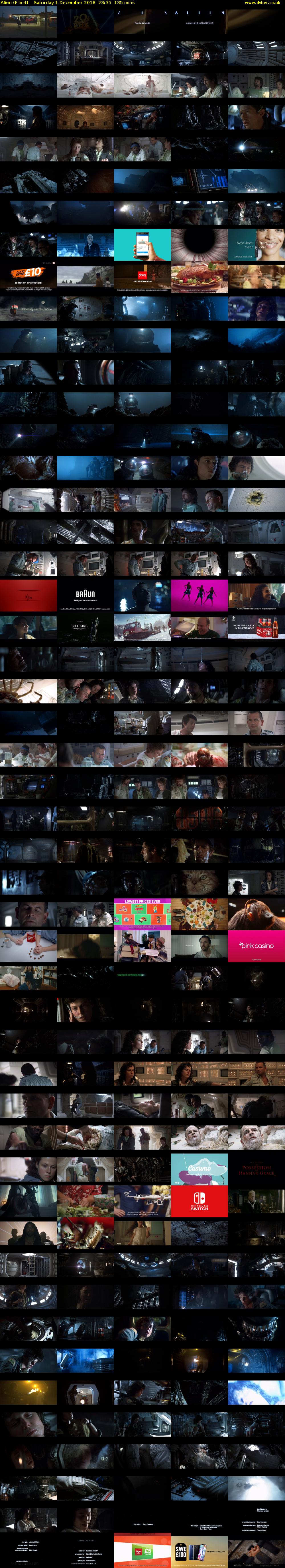 Alien (Film4) Saturday 1 December 2018 23:35 - 01:50