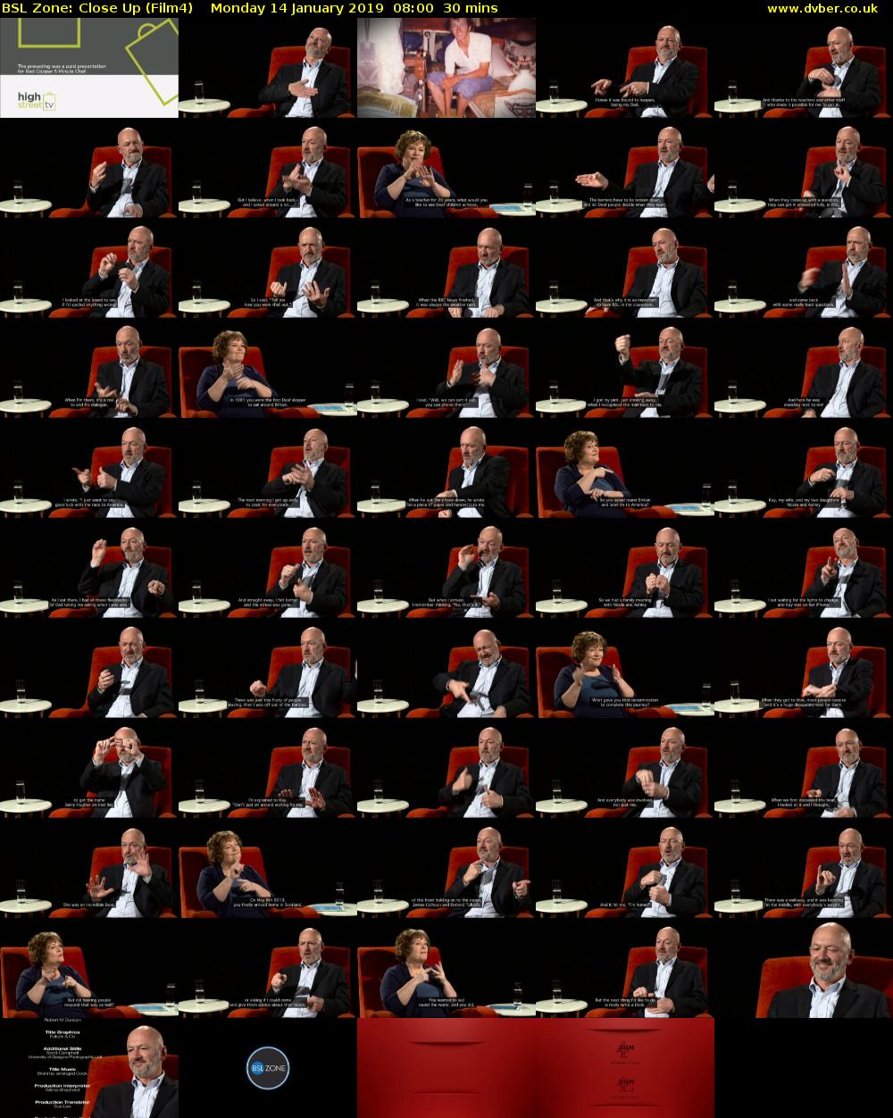 BSL Zone: Close Up (Film4) Monday 14 January 2019 08:00 - 08:30