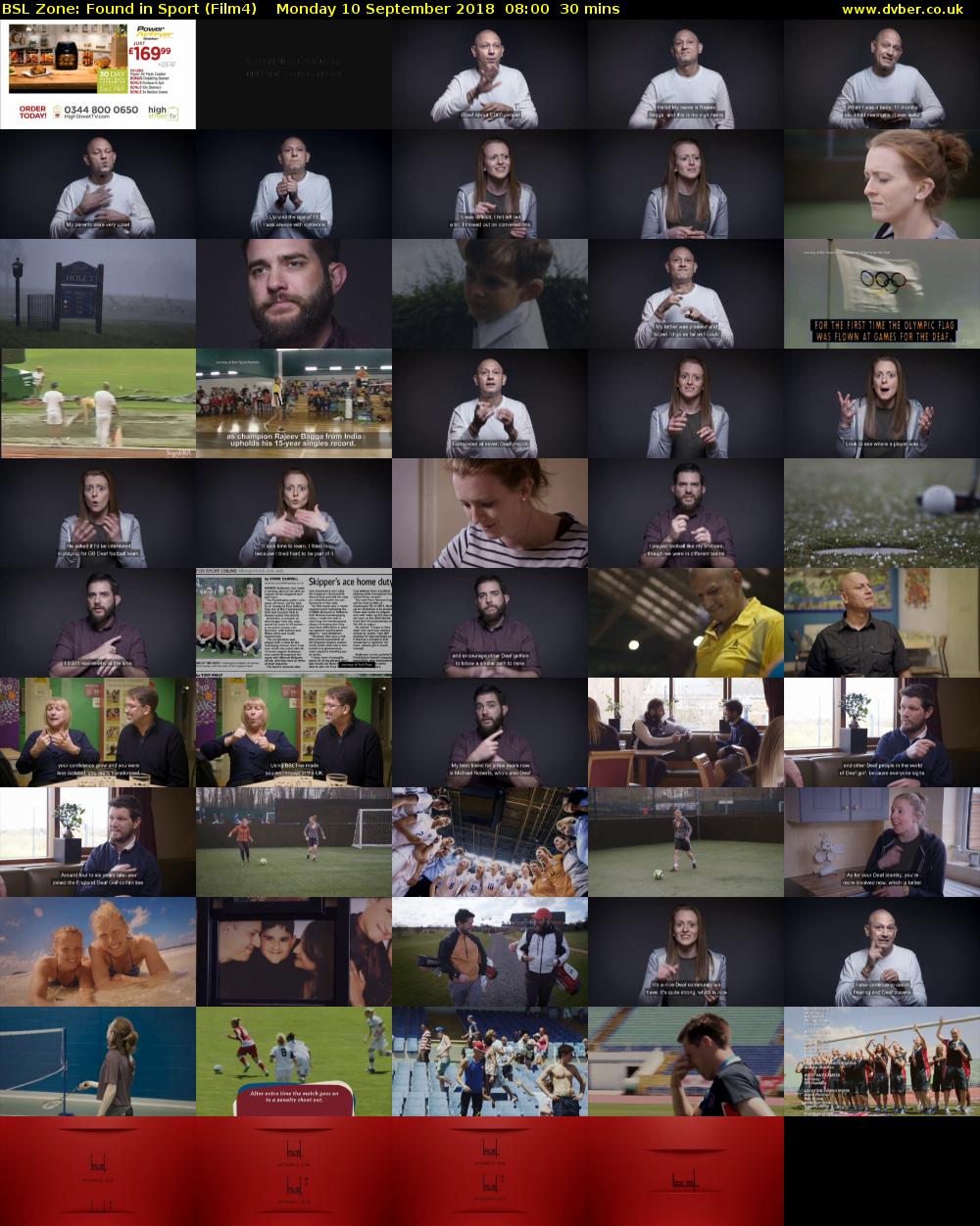 BSL Zone: Found in Sport (Film4) Monday 10 September 2018 08:00 - 08:30