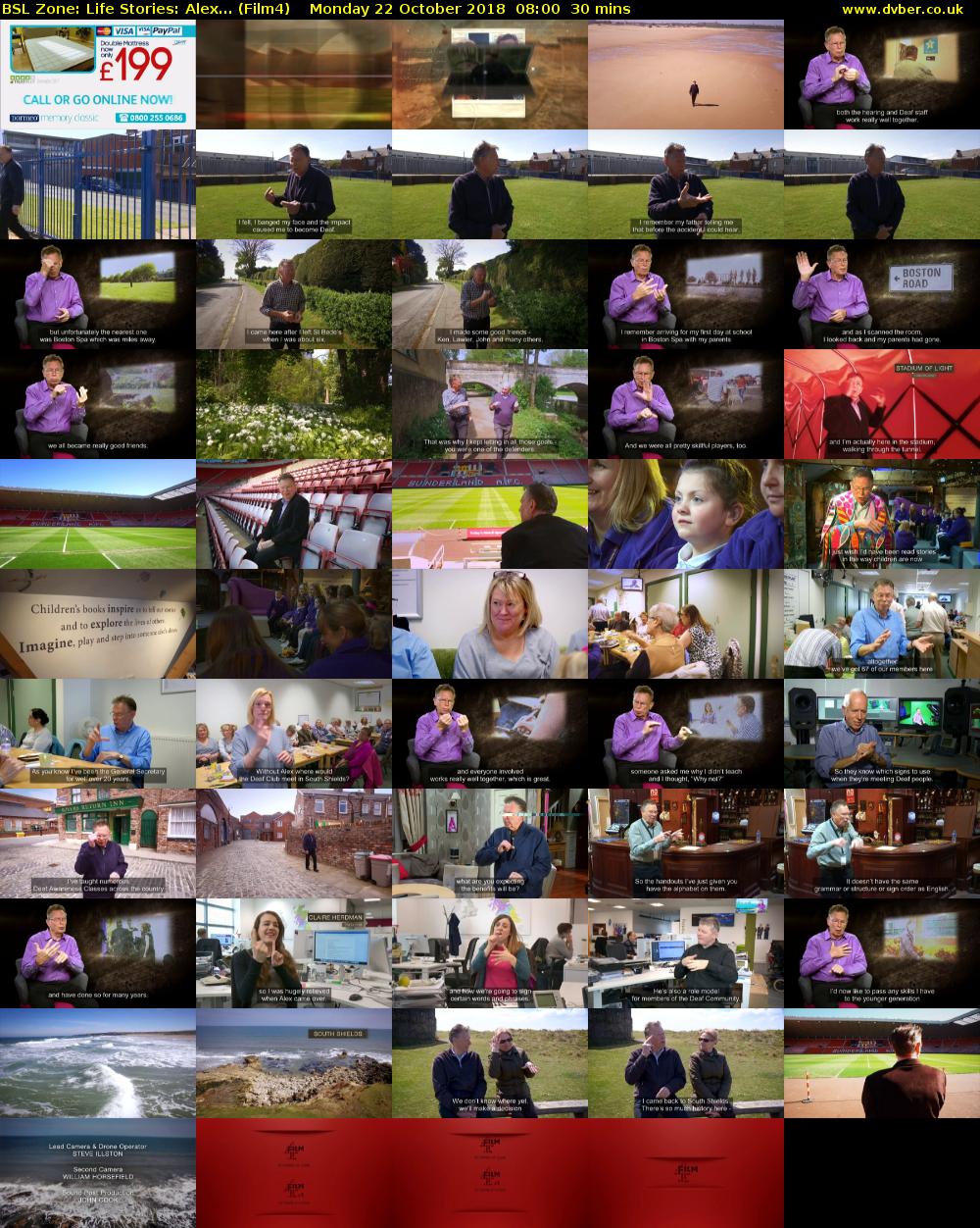 BSL Zone: Life Stories: Alex... (Film4) Monday 22 October 2018 08:00 - 08:30