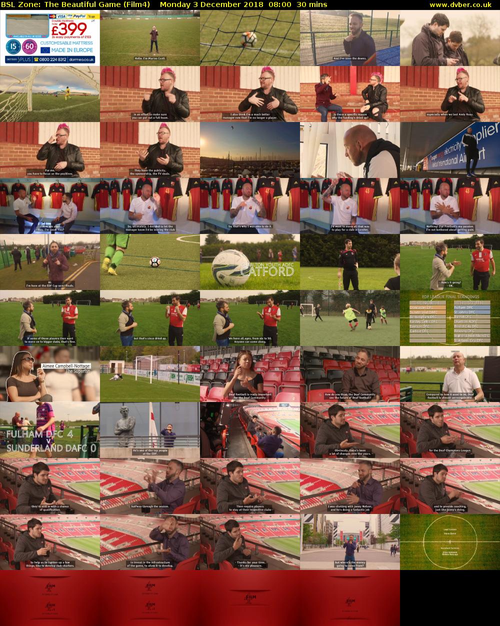 BSL Zone: The Beautiful Game (Film4) Monday 3 December 2018 08:00 - 08:30