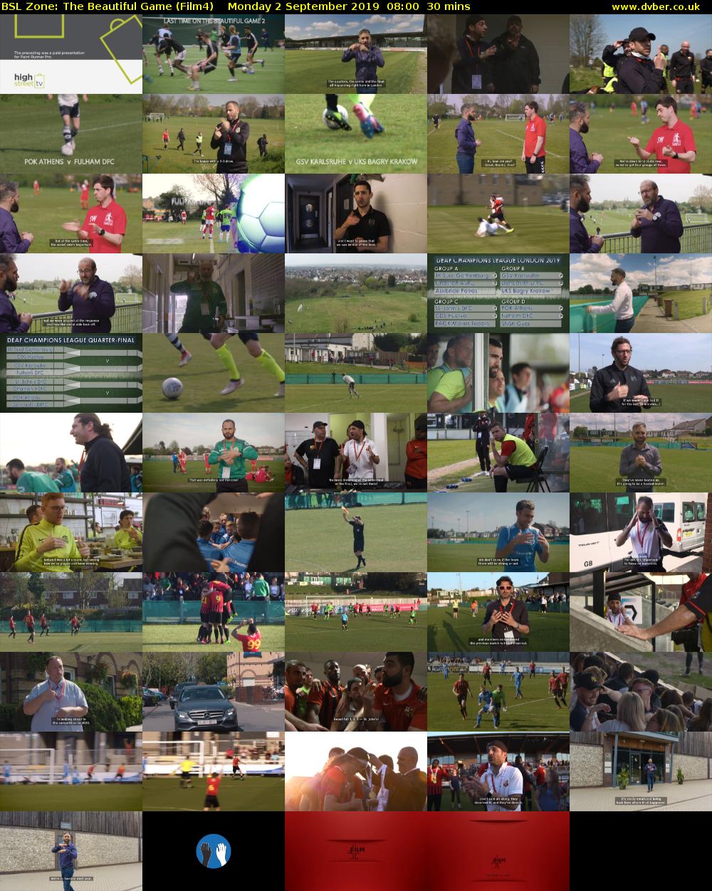 BSL Zone: The Beautiful Game (Film4) Monday 2 September 2019 08:00 - 08:30