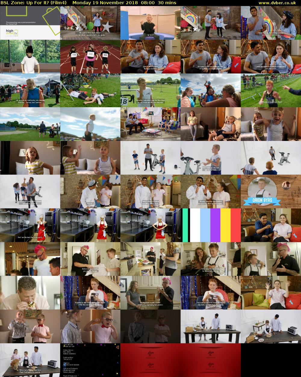 BSL Zone: Up For It? (Film4) Monday 19 November 2018 08:00 - 08:30