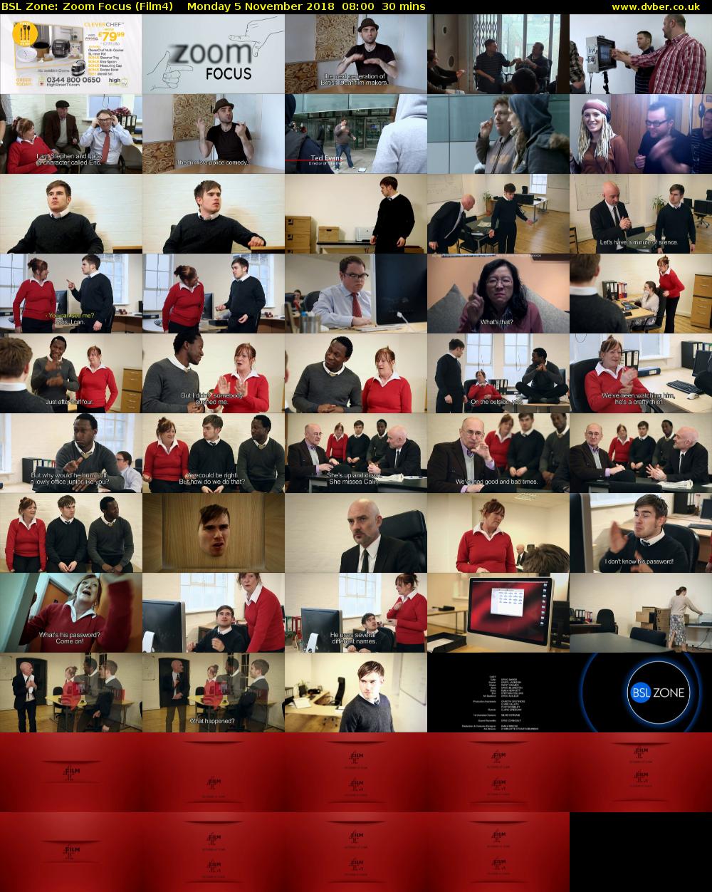BSL Zone: Zoom Focus (Film4) Monday 5 November 2018 08:00 - 08:30