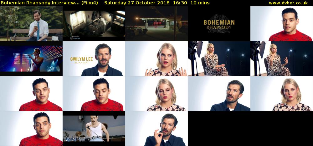 Bohemian Rhapsody Interview... (Film4) Saturday 27 October 2018 16:30 - 16:40