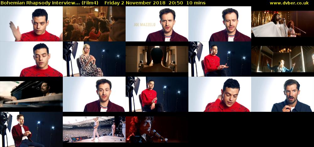 Bohemian Rhapsody Interview... (Film4) Friday 2 November 2018 20:50 - 21:00