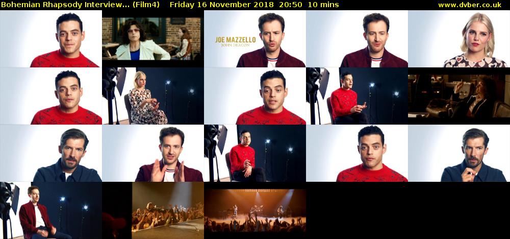 Bohemian Rhapsody Interview... (Film4) Friday 16 November 2018 20:50 - 21:00