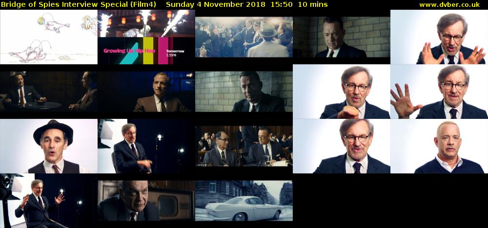 Bridge of Spies Interview Special (Film4) Sunday 4 November 2018 15:50 - 16:00