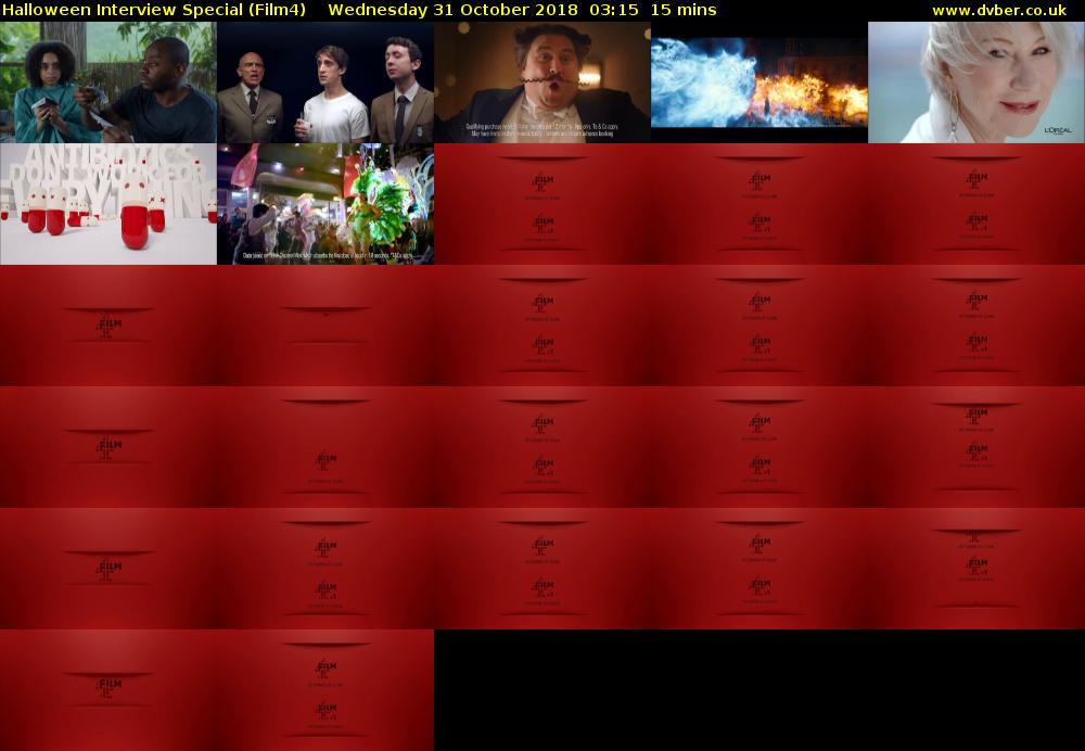 Halloween Interview Special (Film4) Wednesday 31 October 2018 03:15 - 03:30