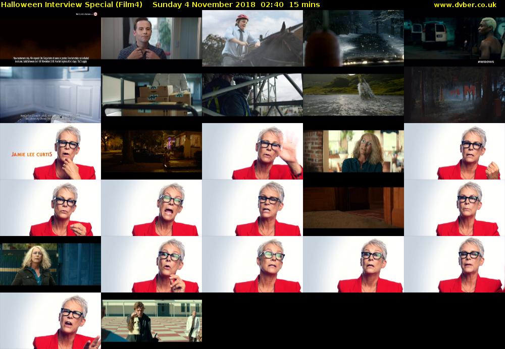 Halloween Interview Special (Film4) Sunday 4 November 2018 02:40 - 02:55