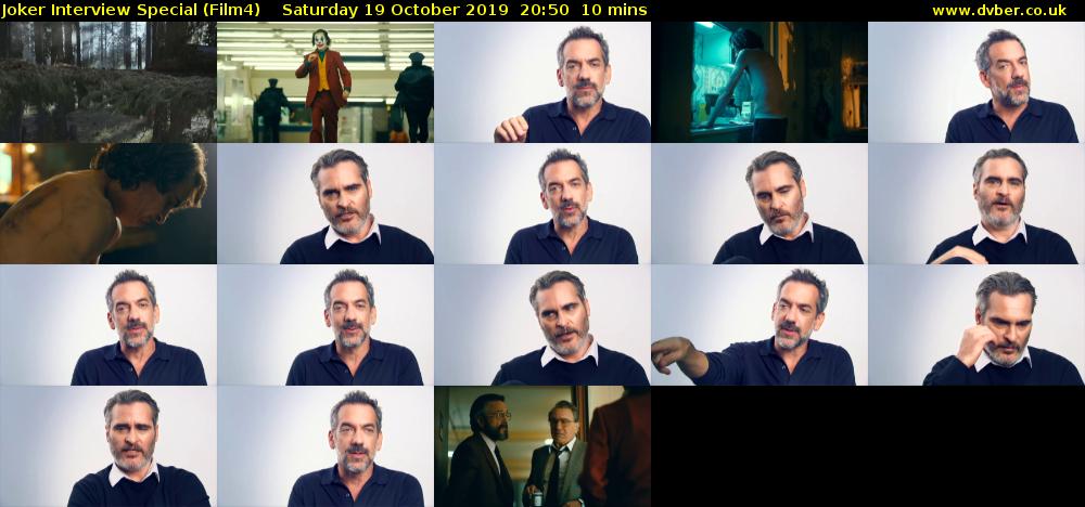 Joker Interview Special (Film4) Saturday 19 October 2019 20:50 - 21:00
