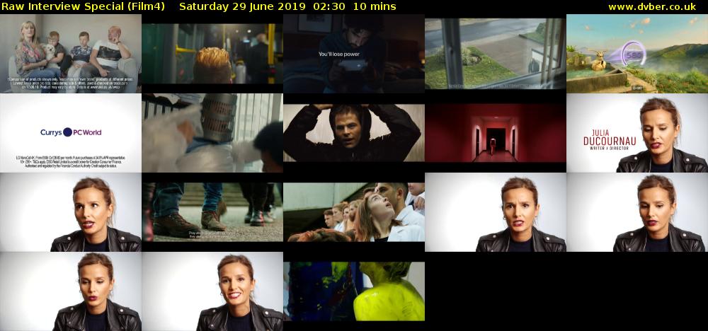 Raw Interview Special (Film4) Saturday 29 June 2019 02:30 - 02:40