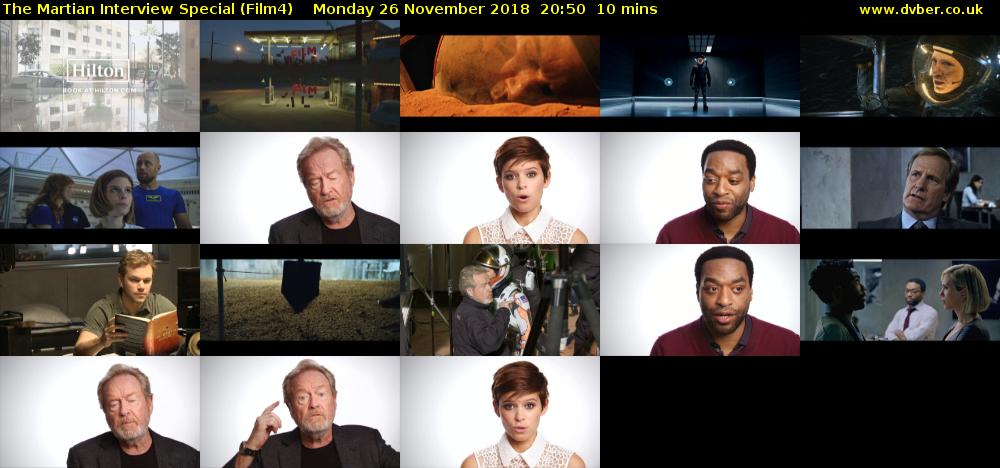 The Martian Interview Special (Film4) Monday 26 November 2018 20:50 - 21:00