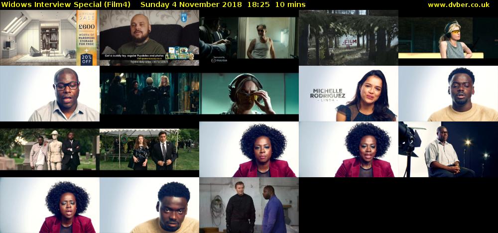 Widows Interview Special (Film4) Sunday 4 November 2018 18:25 - 18:35