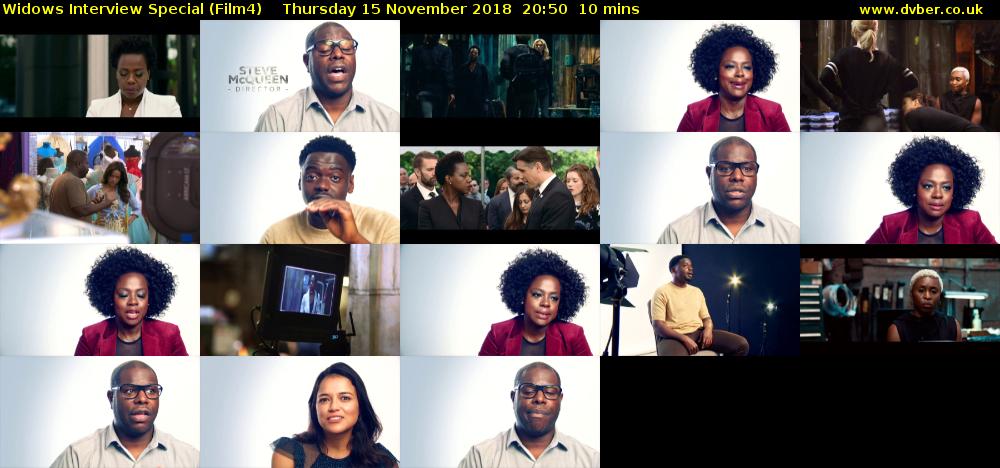 Widows Interview Special (Film4) Thursday 15 November 2018 20:50 - 21:00