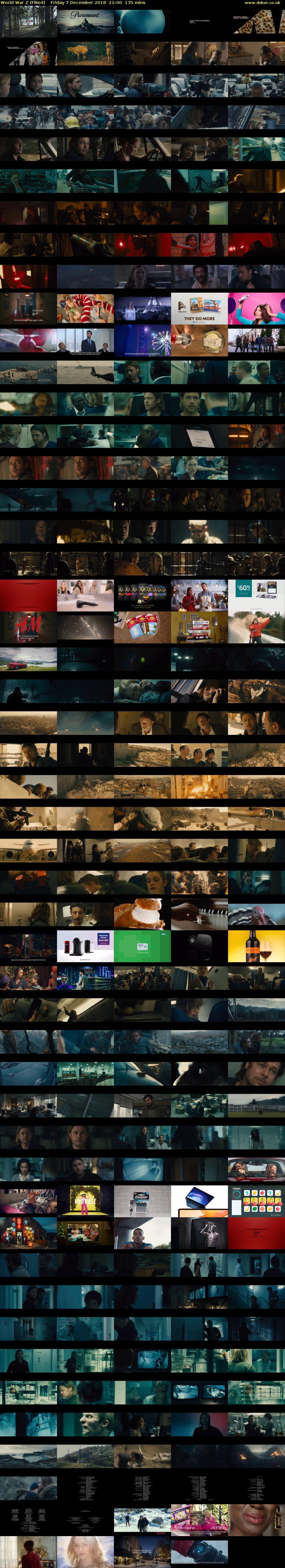 World War Z (Film4) Friday 7 December 2018 21:00 - 23:15