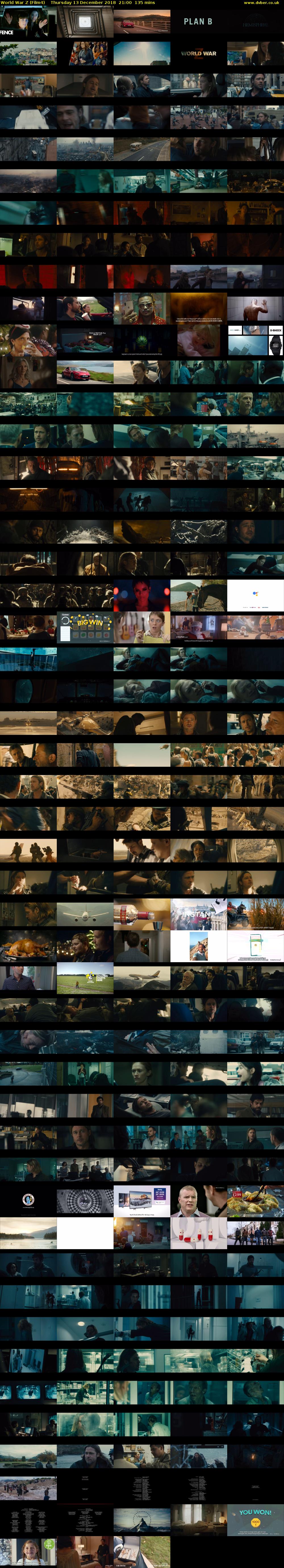 World War Z (Film4) Thursday 13 December 2018 21:00 - 23:15