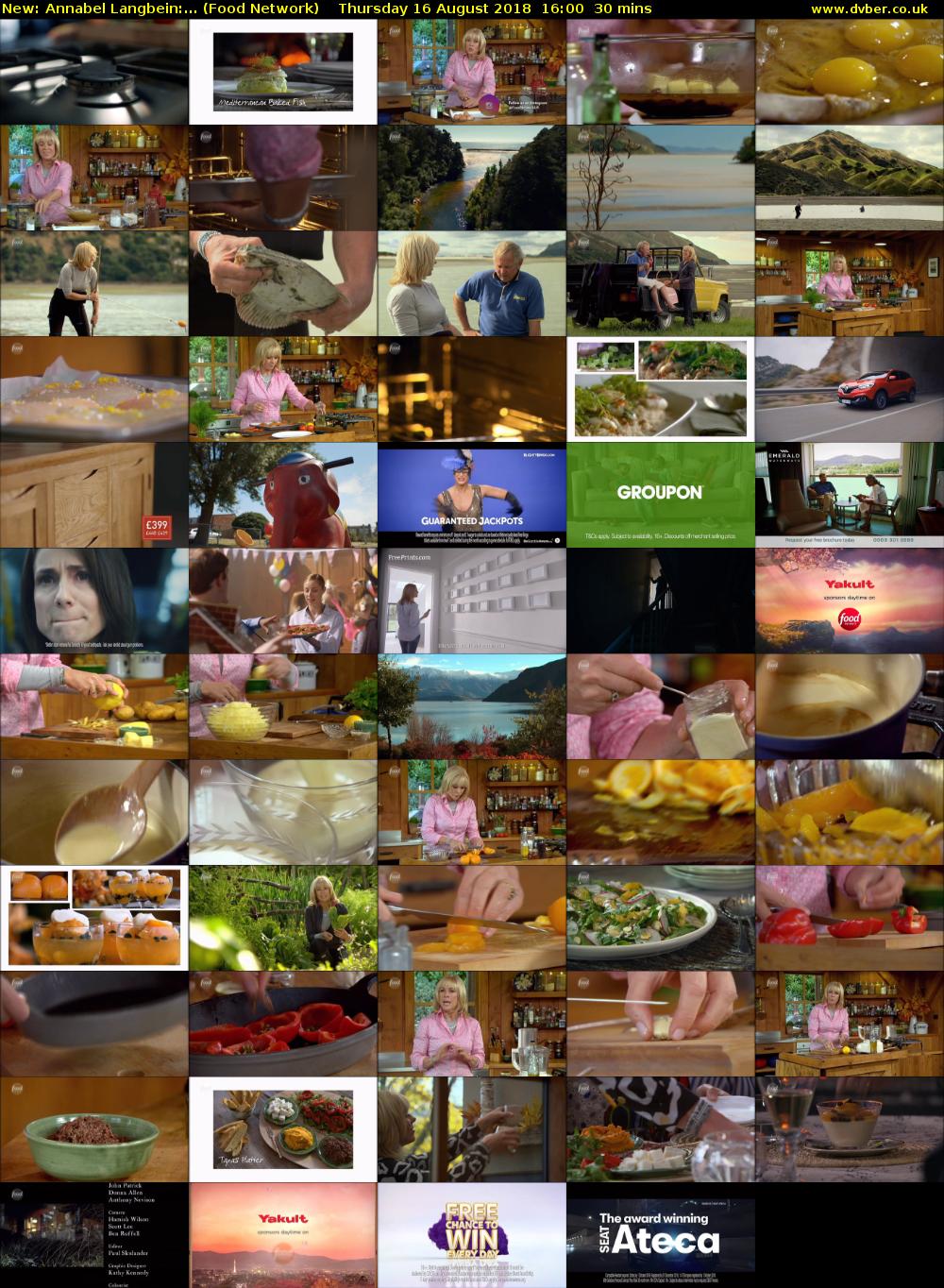 Annabel Langbein:... (Food Network) Thursday 16 August 2018 16:00 - 16:30