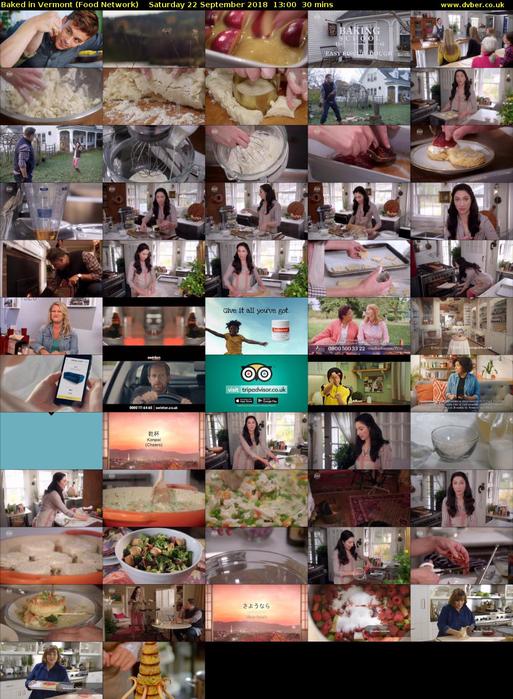 Baked in Vermont (Food Network) Saturday 22 September 2018 13:00 - 13:30
