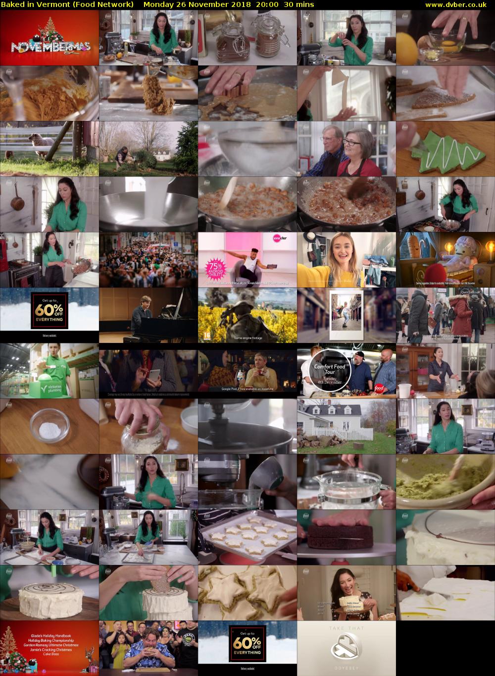 Baked in Vermont (Food Network) Monday 26 November 2018 20:00 - 20:30