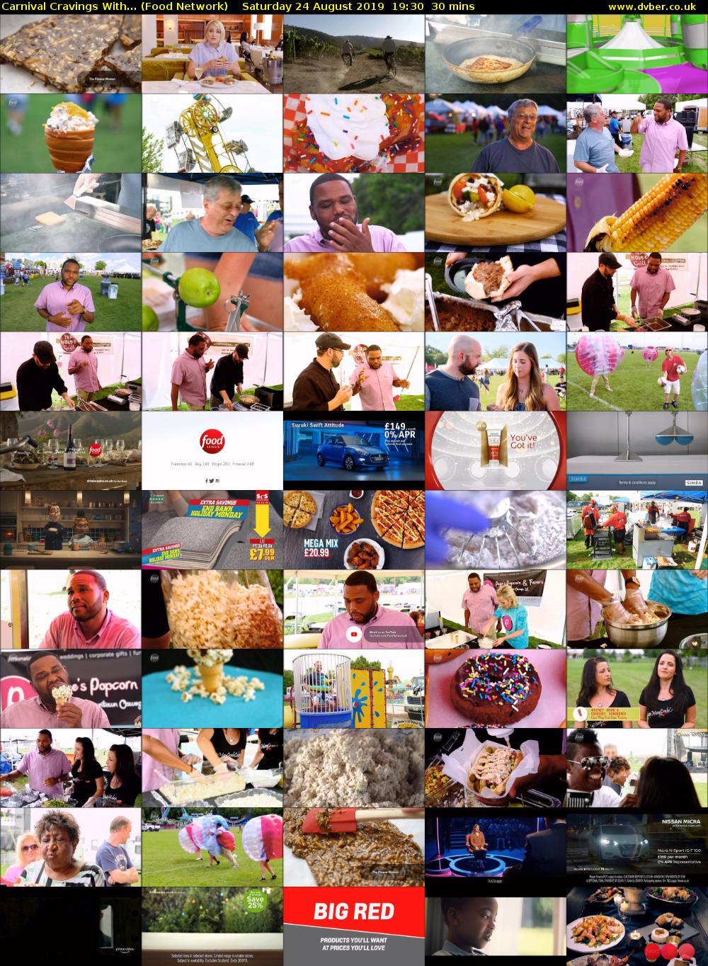 Carnival Cravings With... (Food Network) Saturday 24 August 2019 19:30 - 20:00