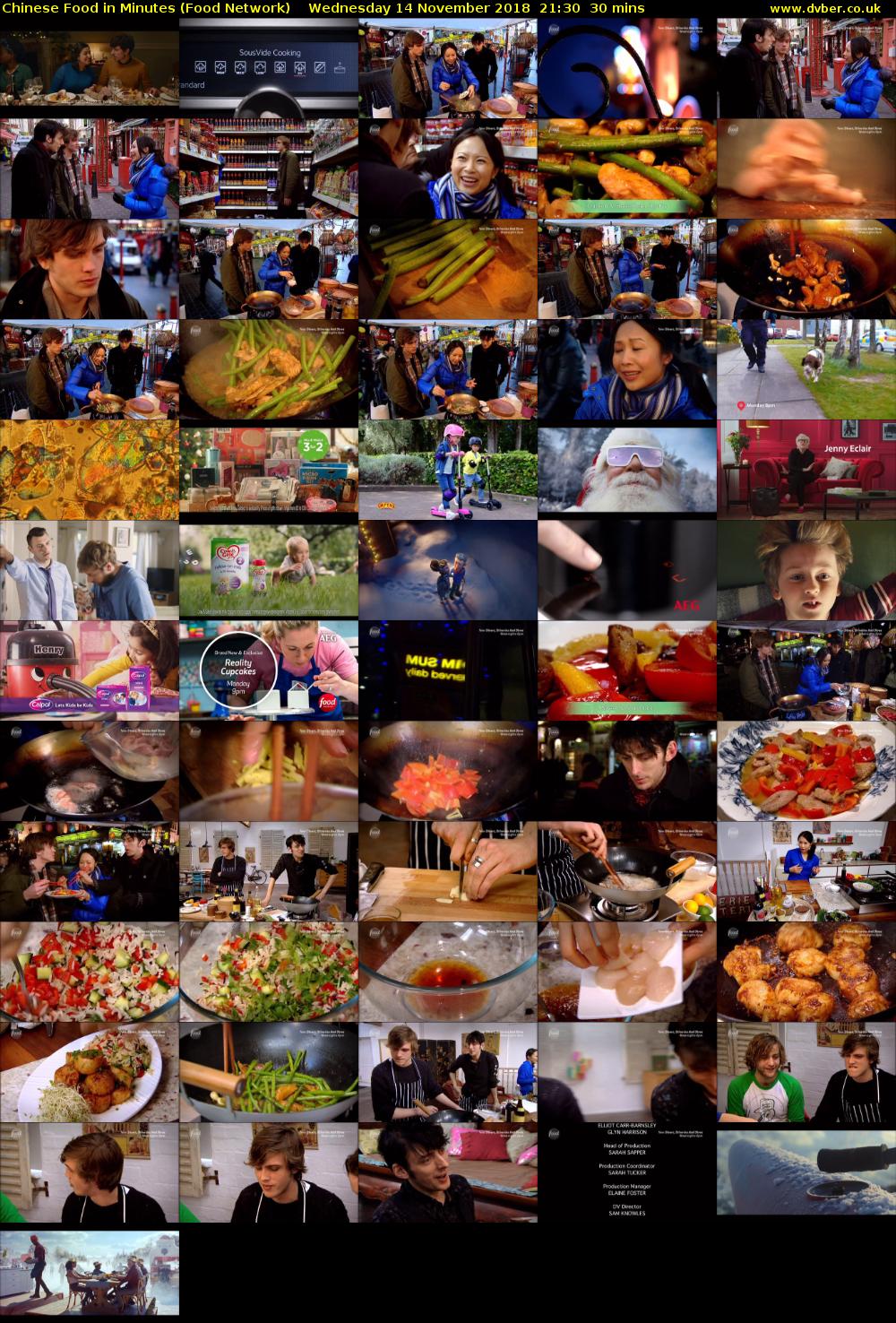 Chinese Food in Minutes (Food Network) Wednesday 14 November 2018 21:30 - 22:00