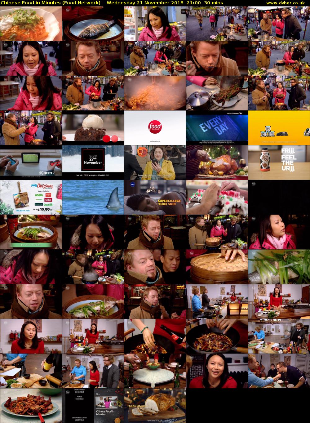 Chinese Food in Minutes (Food Network) Wednesday 21 November 2018 21:00 - 21:30