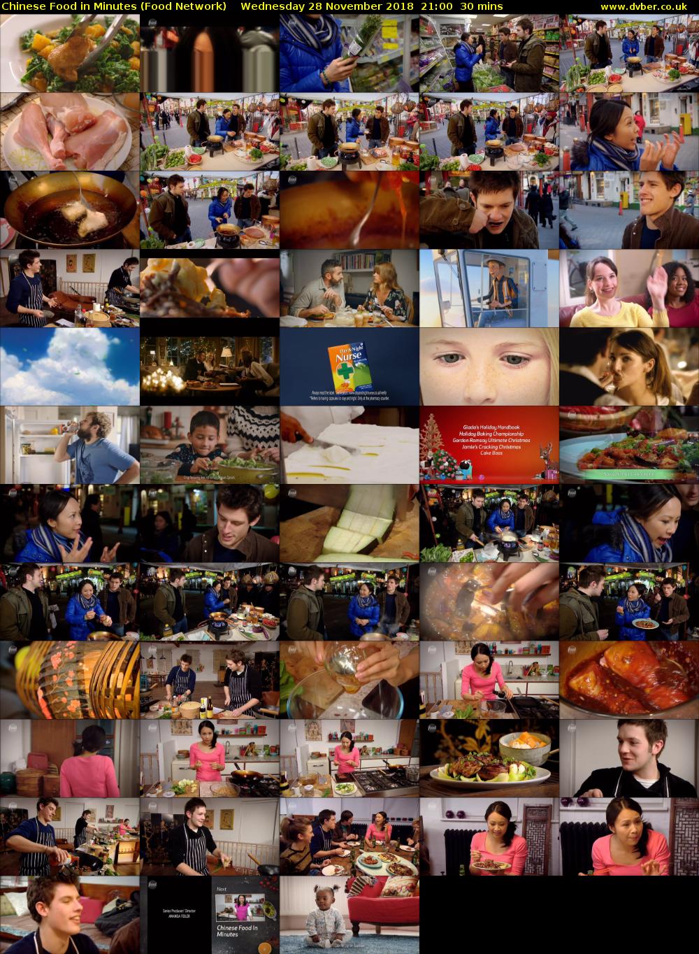 Chinese Food in Minutes (Food Network) Wednesday 28 November 2018 21:00 - 21:30