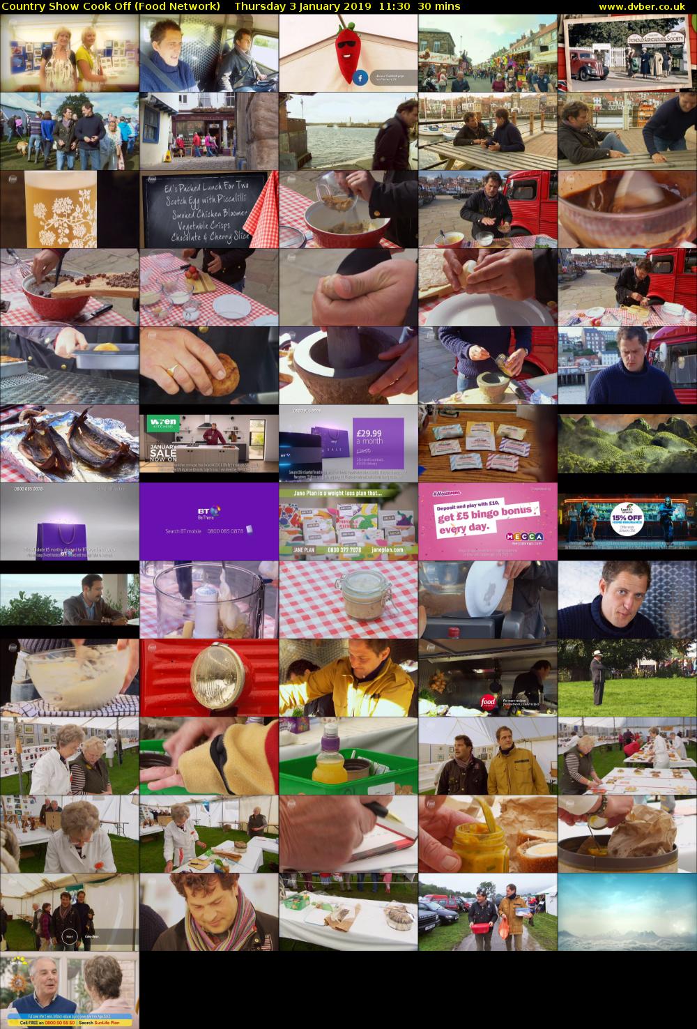 Country Show Cook Off (Food Network) Thursday 3 January 2019 11:30 - 12:00